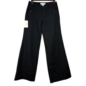 NWT AX Armani Exchange Women's Black Wide Leg Pants, Ribbed Texture Size 2